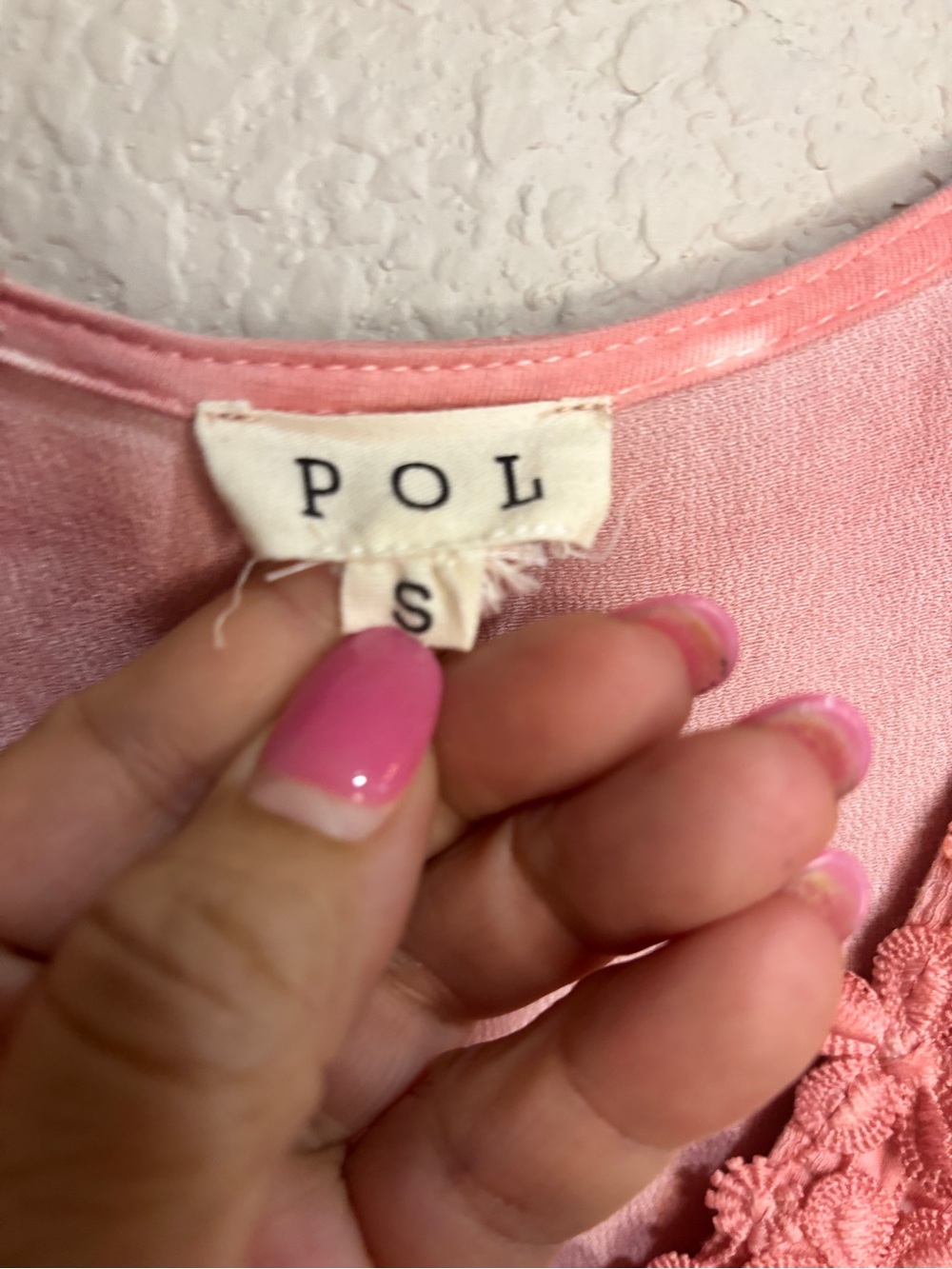 POL Rose-Pink Lace Trim Peasant Blouse - Picture 4 of 4